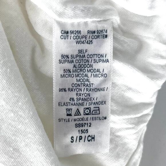 Splendid Supima Cotton White Ruched Mini Skirt with Grey Waistband Size Small - Picture 7 of 10